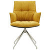 ARMLEHNSTUHL  in Edelstahl Mikrofaser, Leinenoptik  - Edelstahlfarben/Gelb, Design, Textil/Metall (59/89,5/63cm) - Novel