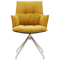 ARMLEHNSTUHL  in Edelstahl Mikrofaser, Leinenoptik  - Edelstahlfarben/Gelb, Design, Textil/Metall (59/89,5/63cm) - Novel
