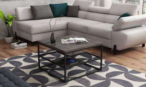 SOFFBORD i metall, trämaterial 70/70/45 cm  - svart, Trend, metall/trämaterial (70/70/45cm) - Stylife
