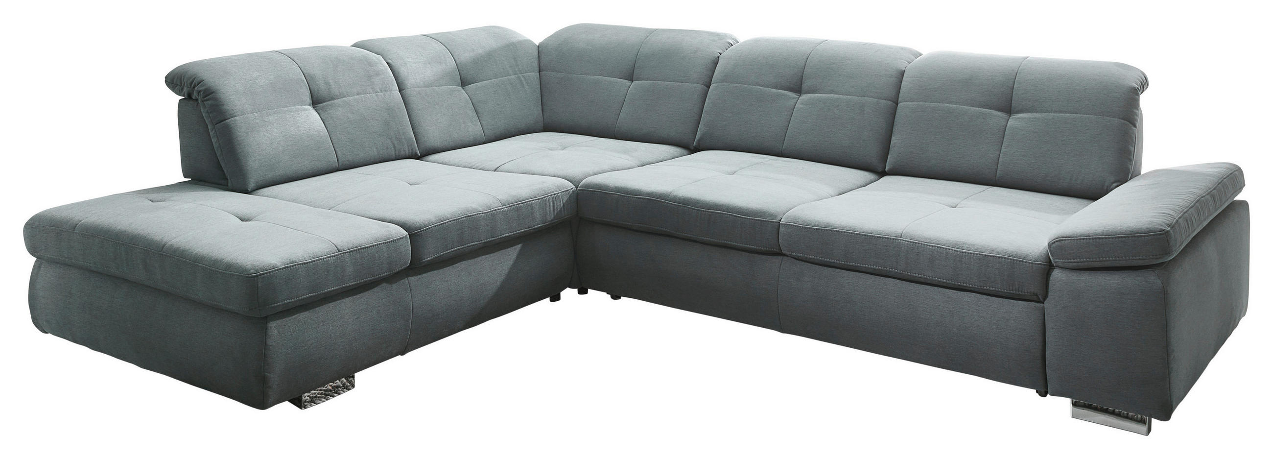 ECKSOFA in Mikrofaser Alufarben  - Chromfarben/Alufarben, Design, Textil/Metall (260/312cm) - Beldomo Style