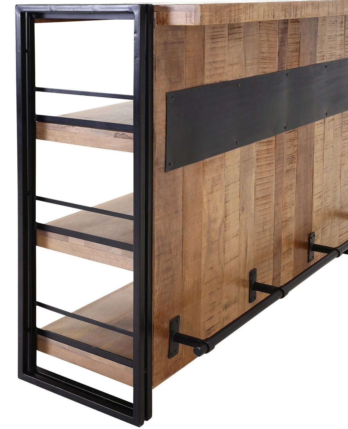 BAR Mangoholz massiv Naturfarben, Schwarz  - Schwarz/Naturfarben, Design, Holz/Metall (140/105/52cm) - Landscape