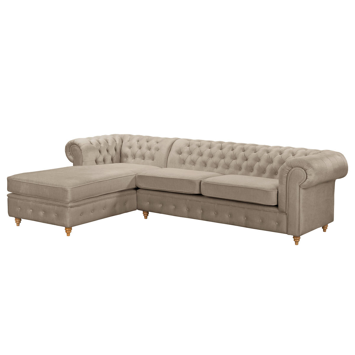 ECKSOFA Mikrofaser Taupe  - Taupe/Braun, Design, Holz/Textil (182/284cm) - P & B