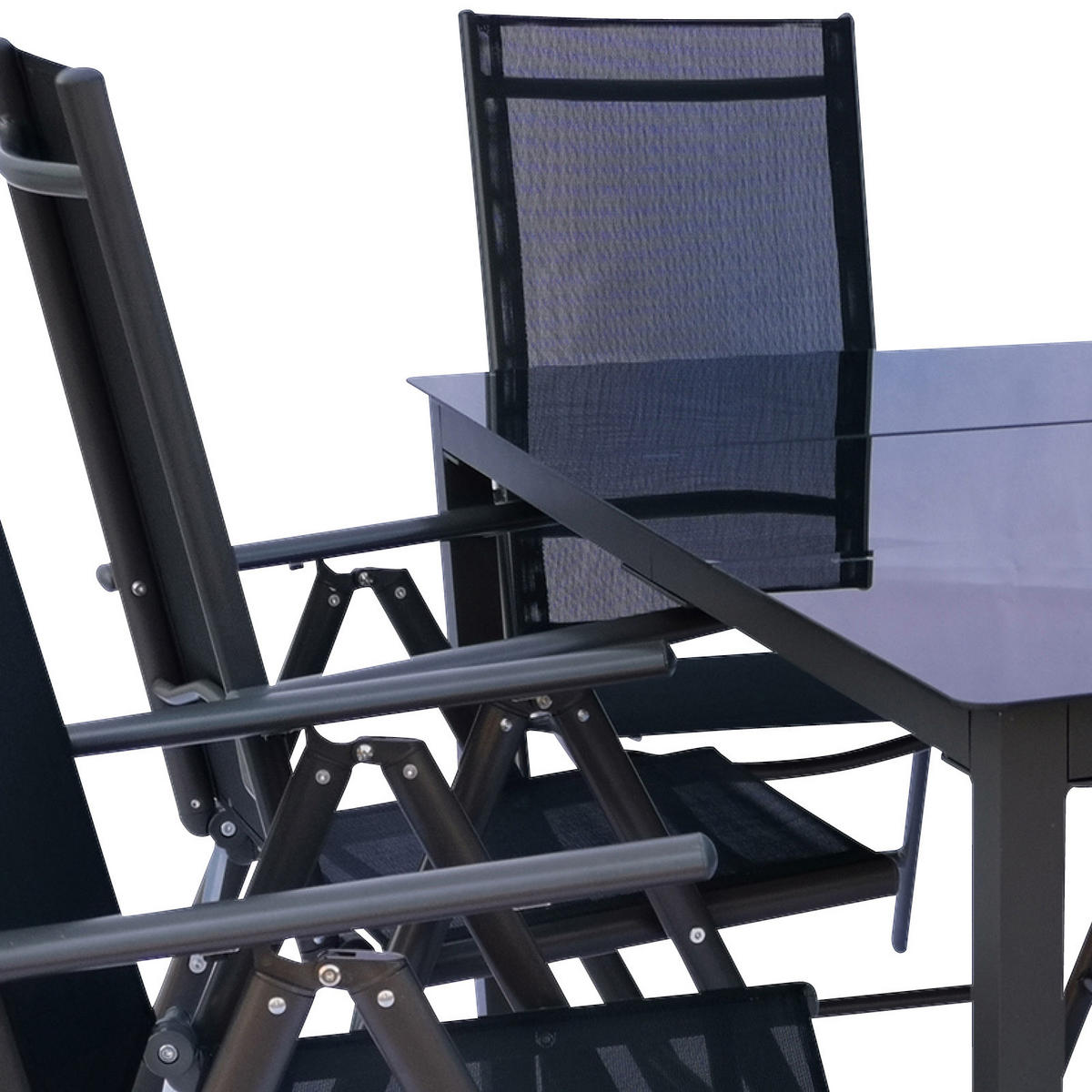 GARTENGARNITUR 7-teilig Aluminium  - Schwarz, Basics, Metall (140/73/80cm) - MID.YOU