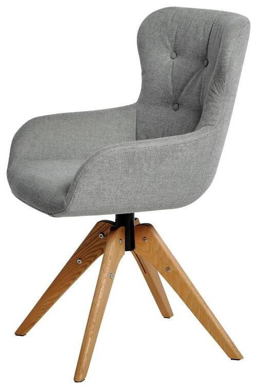 STUHL  in Webstoff  - Eichefarben/Hellgrau, Modern, Holz/Kunststoff (57/62/91cm) - Livetastic