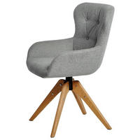 STUHL  in Webstoff  - Eichefarben/Hellgrau, Modern, Holz/Kunststoff (57/62/91cm) - Livetastic