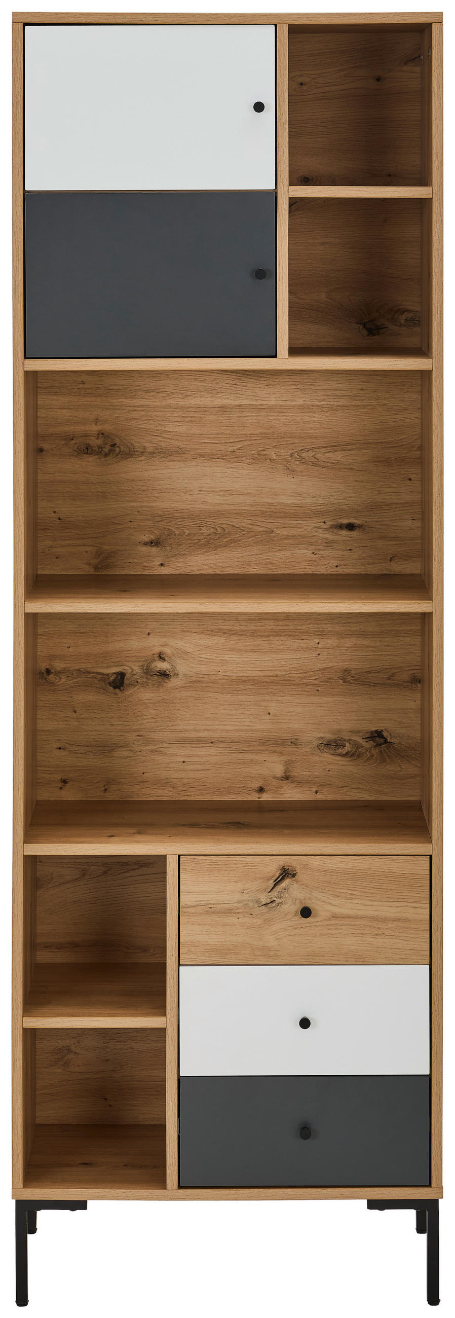 KOMMODE  in 60/180/30 cm  - Eichefarben/Schwarz, Design, Holzwerkstoff/Metall (60/180/30cm) - Carryhome