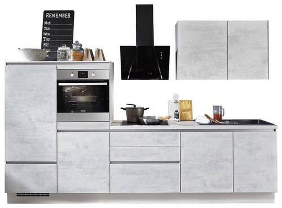 KÜCHENLEERBLOCK 310 cm   in Grau  - Grau, Design, Holzwerkstoff (310cm) - Celina