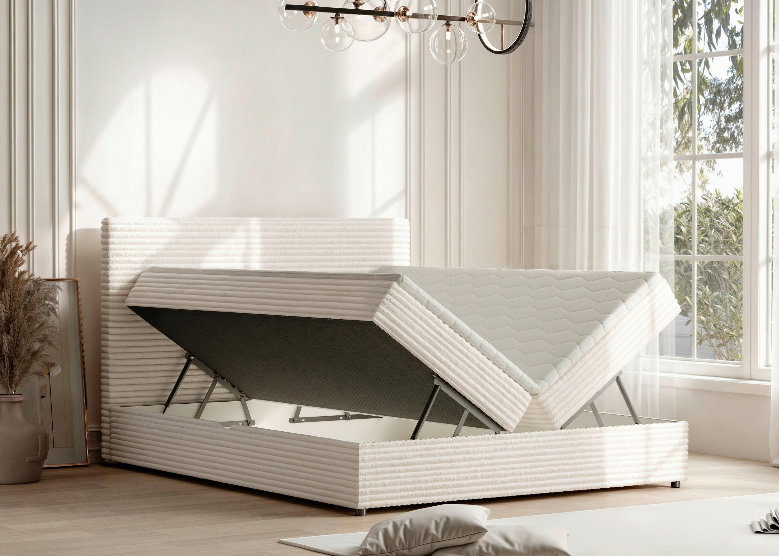 BOXBETT 160/200 cm  in Naturfarben  - Schwarz/Naturfarben, Trend, Kunststoff/Textil (160/200cm) - Boxxx