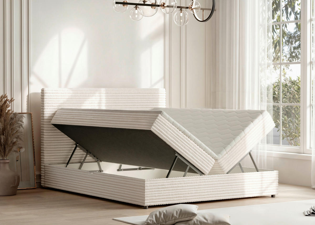 BOXBETT 140/200 cm  in Naturfarben  - Schwarz/Naturfarben, Trend, Kunststoff/Textil (140/200cm) - Boxxx