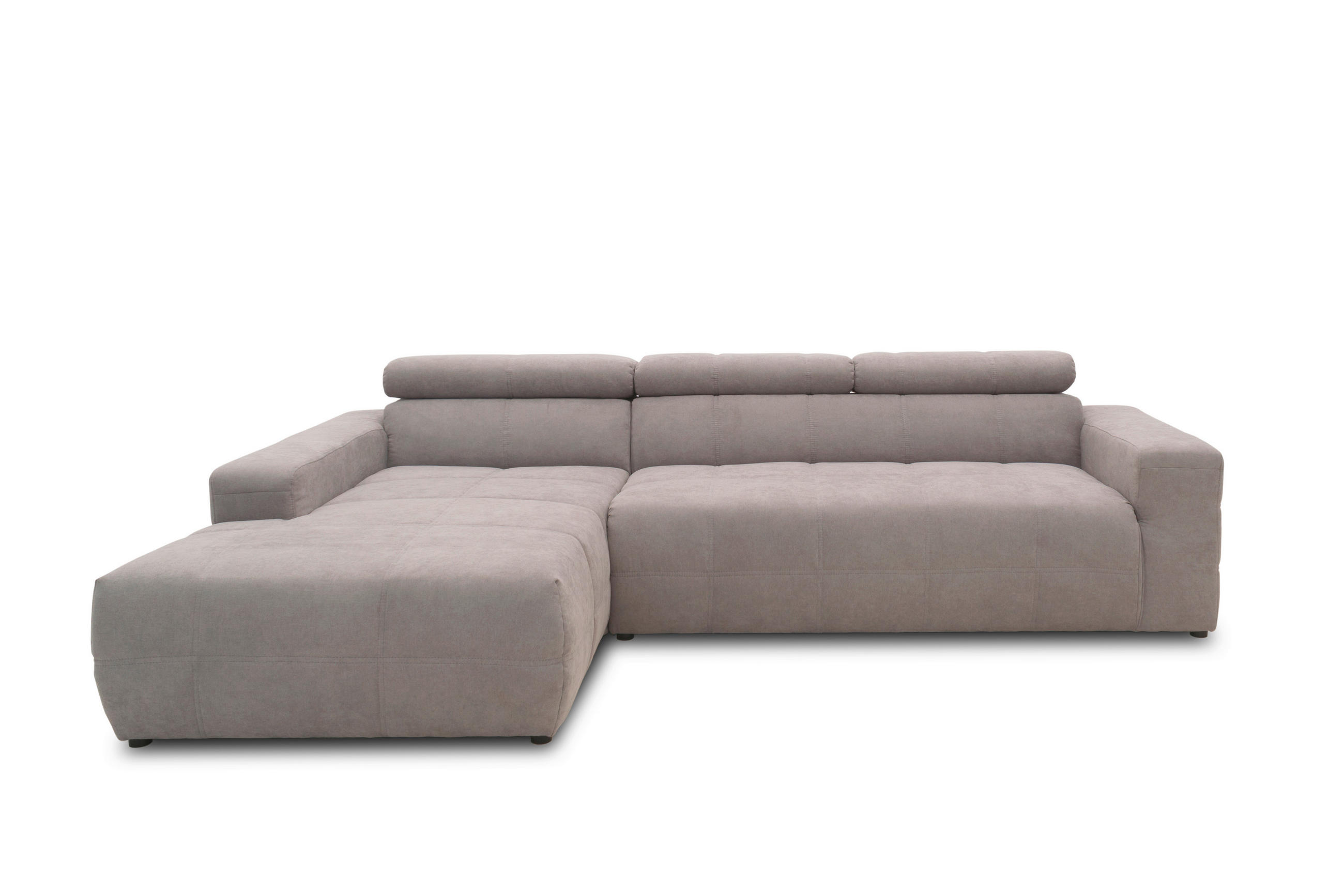 ECKSOFA in Mikrofaser Silberfarben  175/285 cm  - Silberfarben/Schwarz, Design, Kunststoff/Textil (175/285cm) - MID.YOU