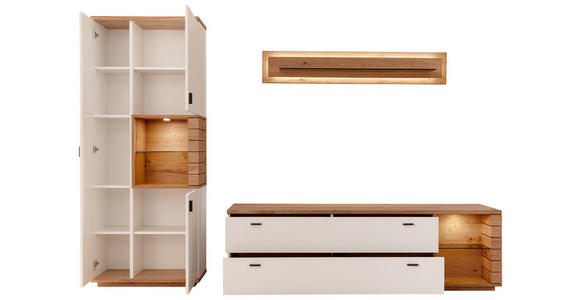 WOHNWAND  in Weiß, Wildeiche  305/202/50 cm  - Wildeiche/Anthrazit, Design, Glas/Holz (305/202/50cm) - Novel