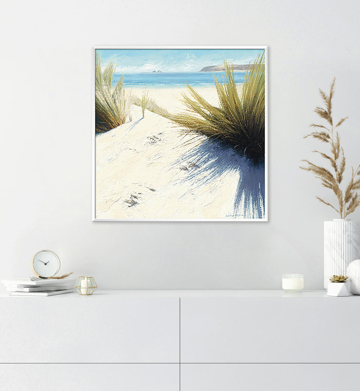 KUNSTDRUCK Strand & Meer 50/50 cm  - Sandfarben/Olivgrün, Basics, Papier (50/50cm) - Monee