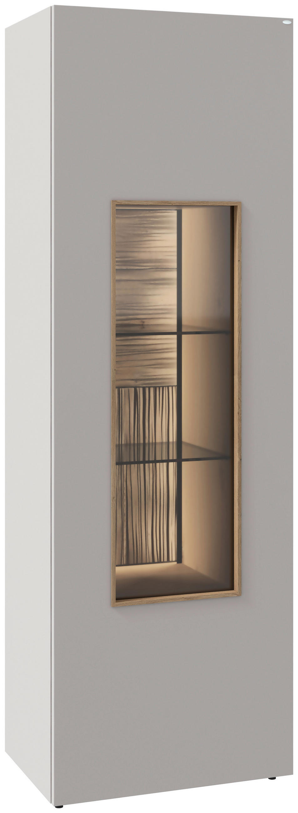 VITRINE  in furniert, mehrschichtige Massivholzplatte (Tischlerplatte) Wildeiche Taupe, Wildeiche - Taupe/Wildeiche, Design, Glas/Holz (64/194/43cm) - Voglauer