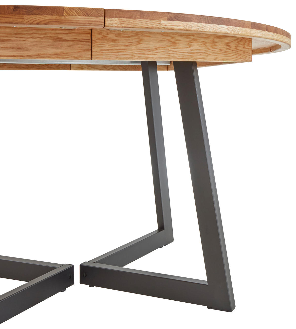 ESSTISCH Eichefarben rund  ausziehbar  - Eichefarben/Schwarz, KONVENTIONELL, Holz/Metall (110-170/110/75cm) - Linea Natura