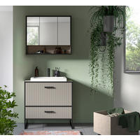 BADEZIMMER 2-teilig  in 80 cm  - Kaschmir/Schwarz, MODERN, Holzwerkstoff/Metall (80cm) - MID.YOU