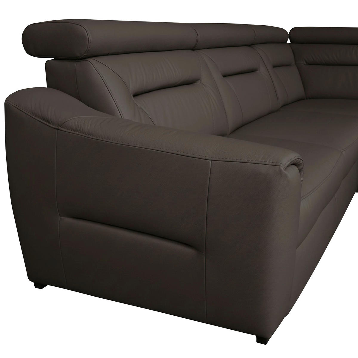 ECKSOFA  in Lederlook Echtleder Dunkelbraun  - Wengefarben/Dunkelbraun, Design, Leder/Holz (260/212cm) - Celina Home