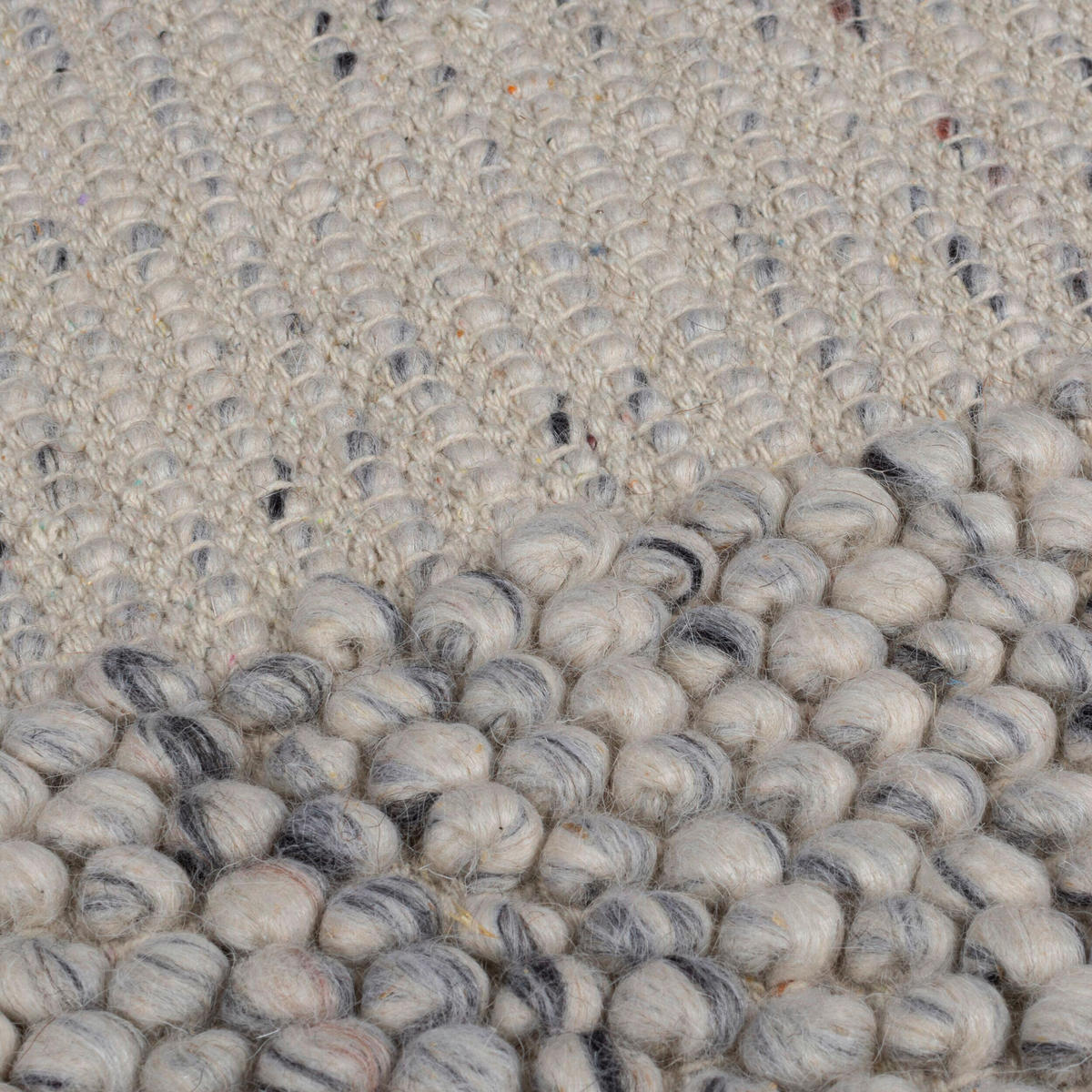 HANDWEBTEPPICH 200/290 cm BOBBLE WOOL BORDER Schwarz, Weiß  - Schwarz/Weiß, Trend, Textil (200/290cm) - Xora