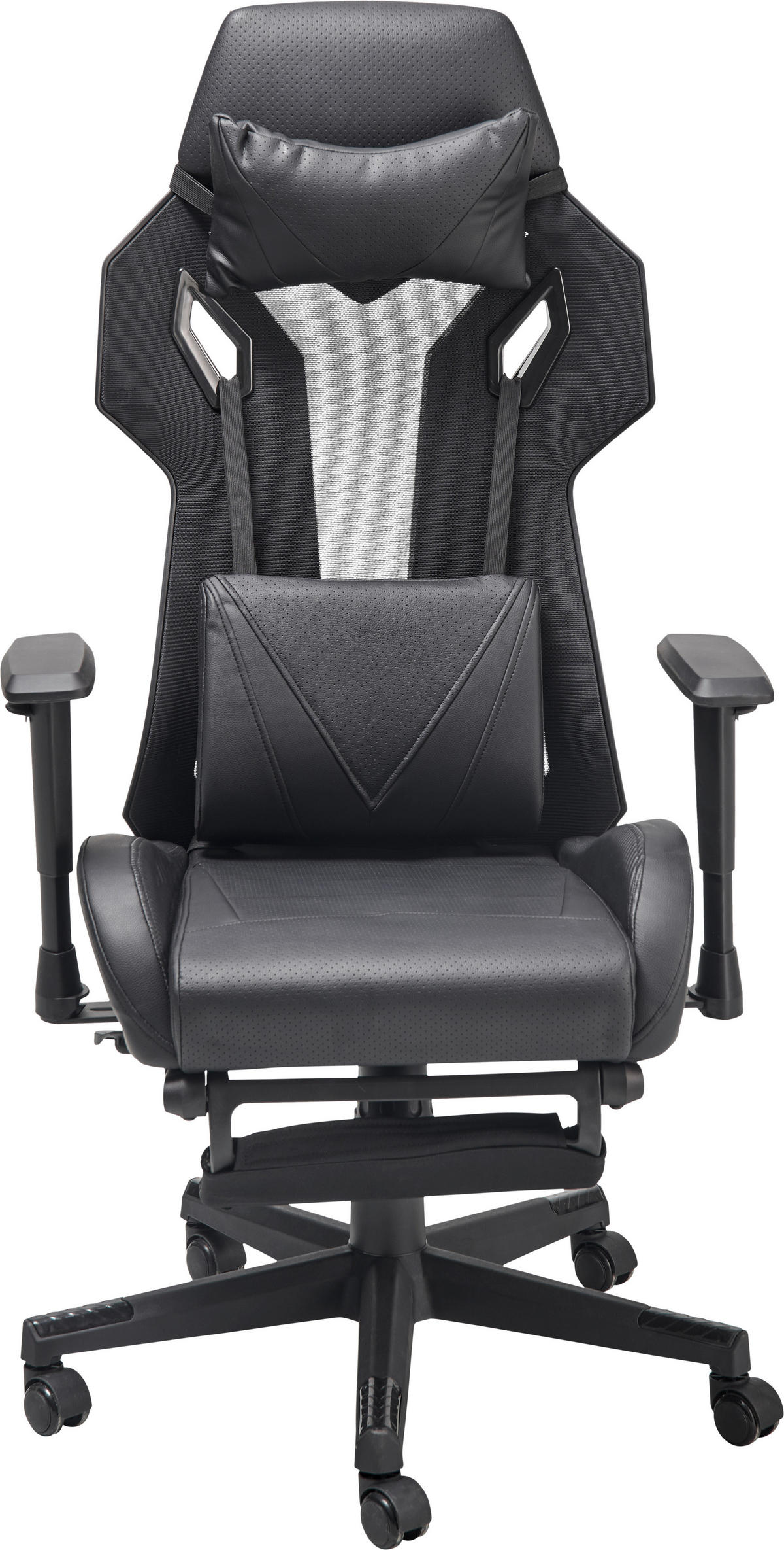 GAMINGSTUHL  in Lederlook, Netzbespannung Schwarz  - Schwarz, Lifestyle, Holz/Kunststoff (70/122-130/61.5cm) - MID.YOU