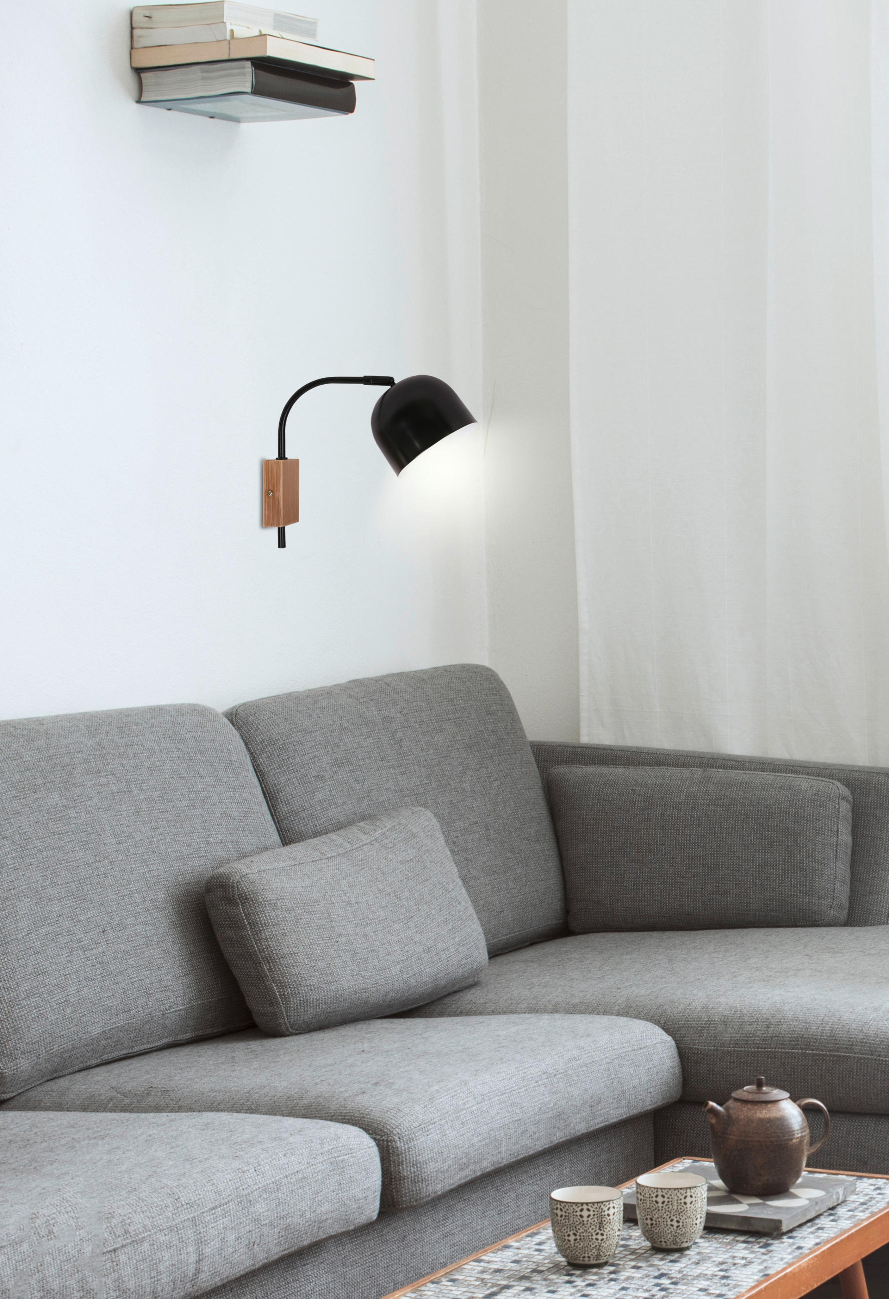 VÄGGLAMPA 12/27/22 cm   - svart, Basics, metall (12/27/22cm)