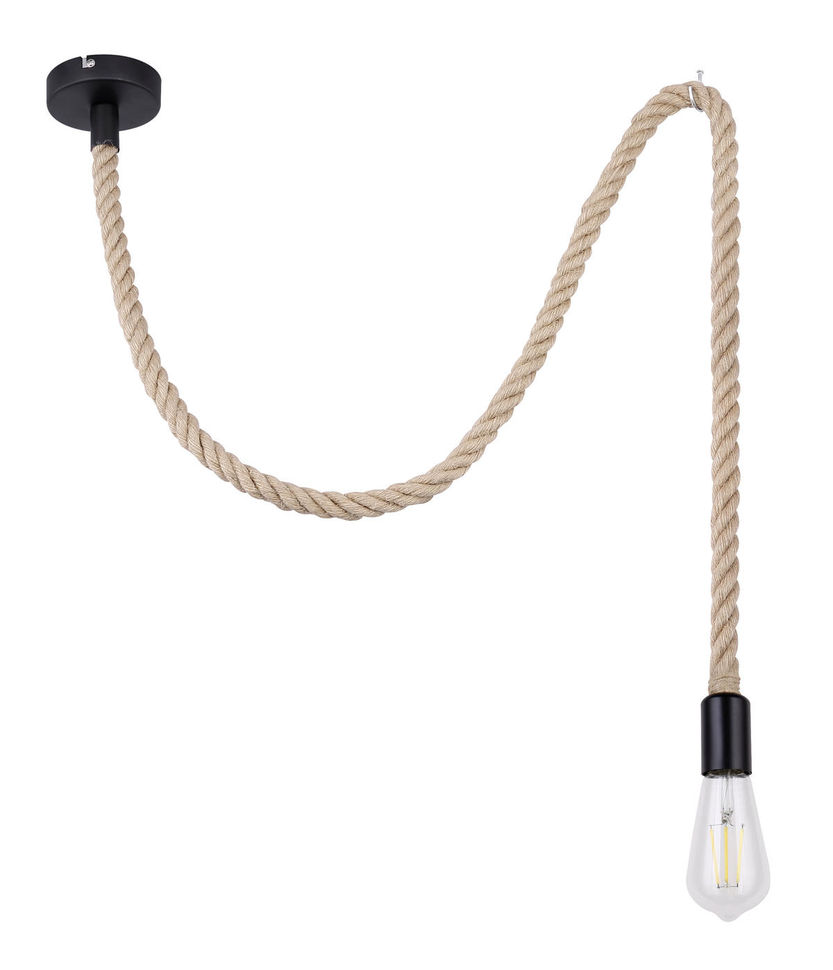 ZÁVĚSNÉ SVÍTIDLO, 10/166 cm  - černá/hnědá, Trend, kov/přírodní materiály (10/166cm)