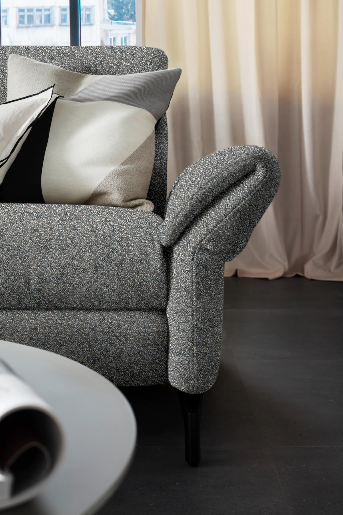 ECKSOFA Grau Chenille  - Schwarz/Grau, Design, Textil/Metall (187/299cm) - Schöner Wohnen