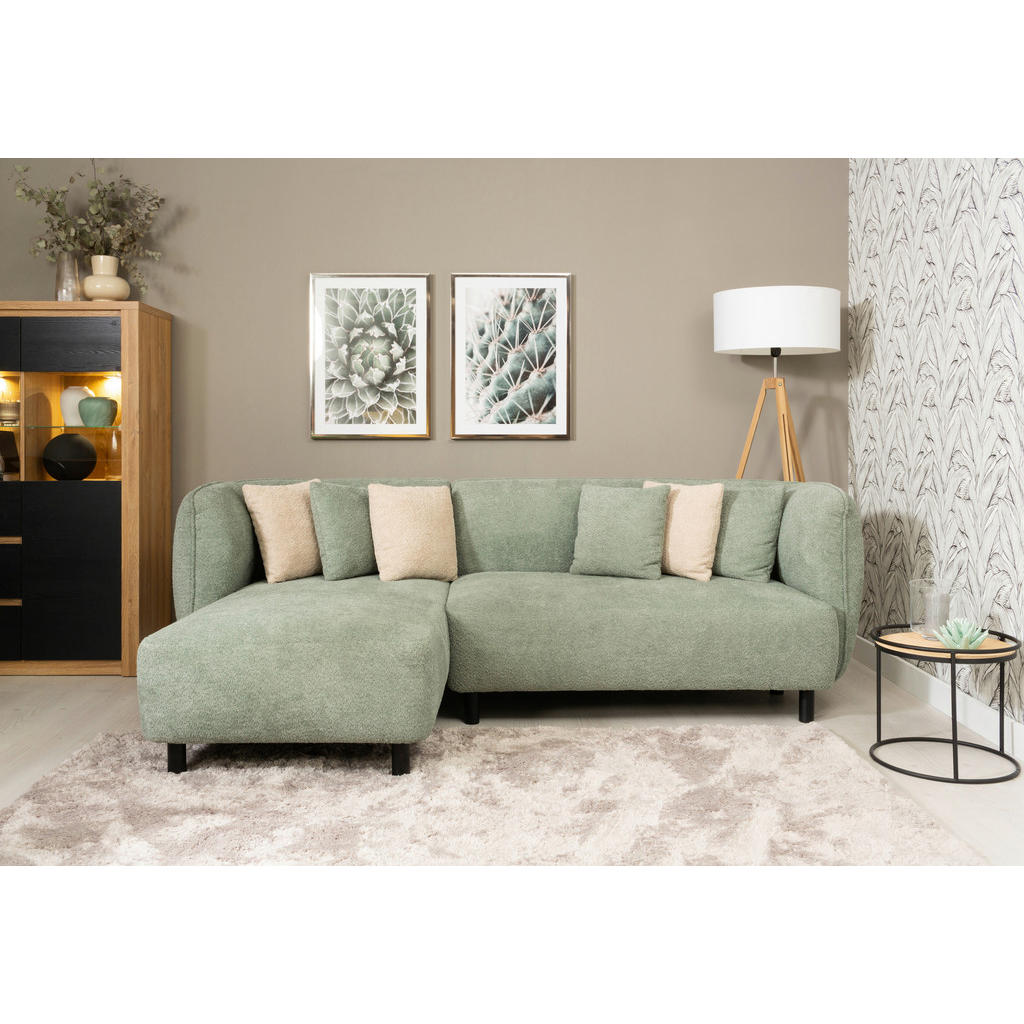 Thumbnail - Lomoco Ecksofa Uma, Grün, Textil, 2-Sitzer, Füllung: Schaumstoff, Silikon, Ottomane links, 236x148 cm, Rücken echt, seit...