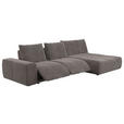 ECKSOFA in Velours Braun  - Schwarz/Braun, Design, Kunststoff/Textil (342/174cm) - Xora