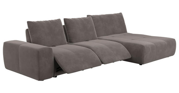 ECKSOFA in Velours Braun 347/174 cm - Schwarz/Braun, Design, Kunststoff/Textil (347/174cm) - Xora