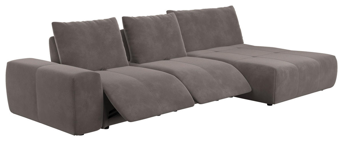 ECKSOFA in Velours Braun  347/174 cm  - Schwarz/Braun, Design, Kunststoff/Textil (347/174cm) - Xora