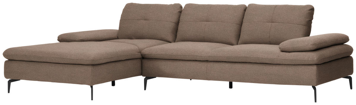 ECKSOFA in Webstoff Graubraun  - Graubraun/Schwarz, Design, Textil/Metall (179/301cm) - Chilliano