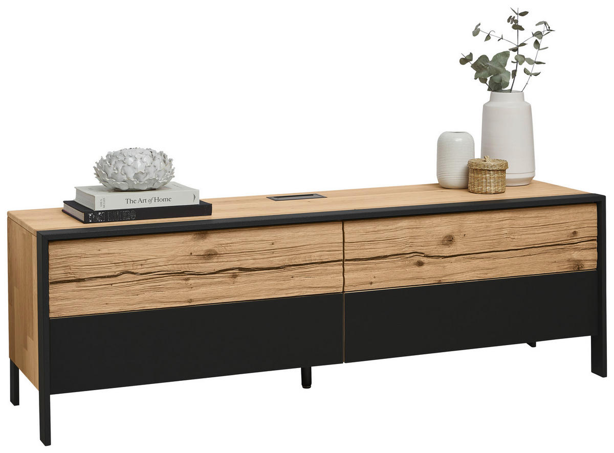 LOWBOARD 164/52,6/44,6 cm  - Eichefarben/Graphitfarben, Natur, Glas/Holz (164/52,6/44,6cm) - Valdera