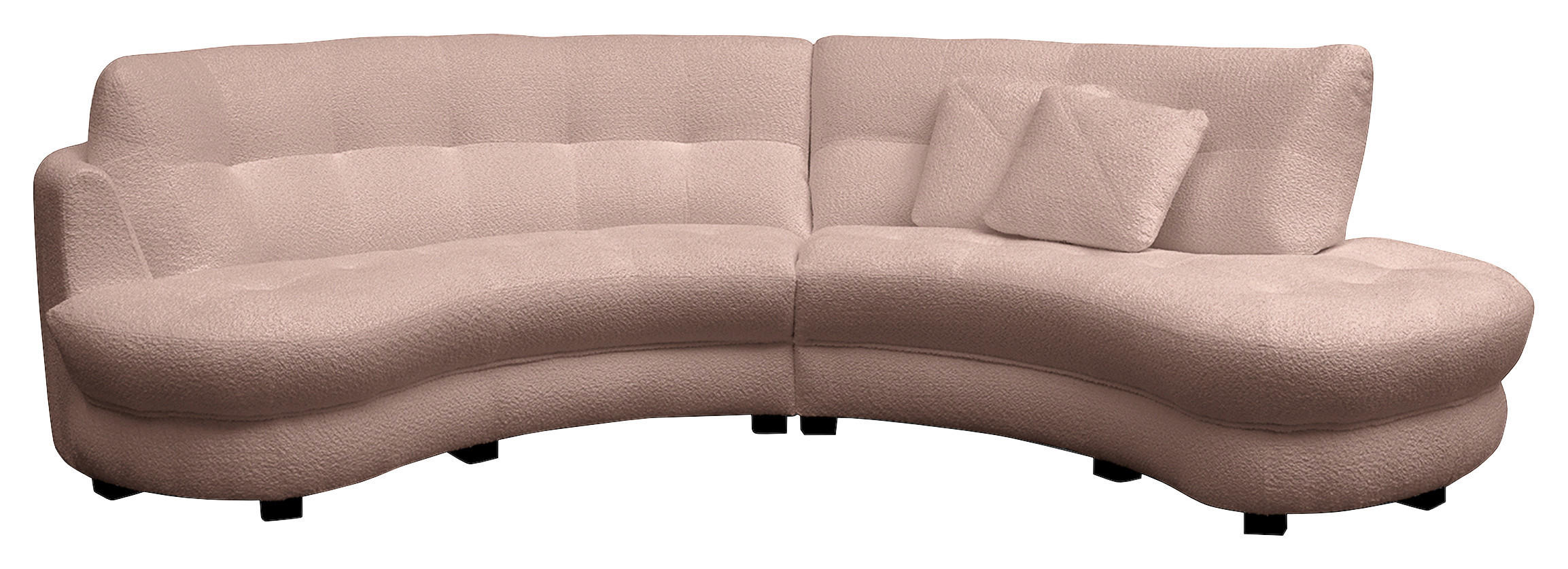 ECKSOFA Rundform  Rosa Bouclé  - Schwarz/Rosa, Design, Kunststoff/Textil (300/113cm) - Livetastic