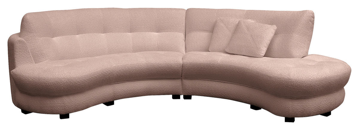 ECKSOFA in Bouclé Rosa  - Weiss/Schwarz, Design, Kunststoff/Textil (300/113cm) - Livetastic