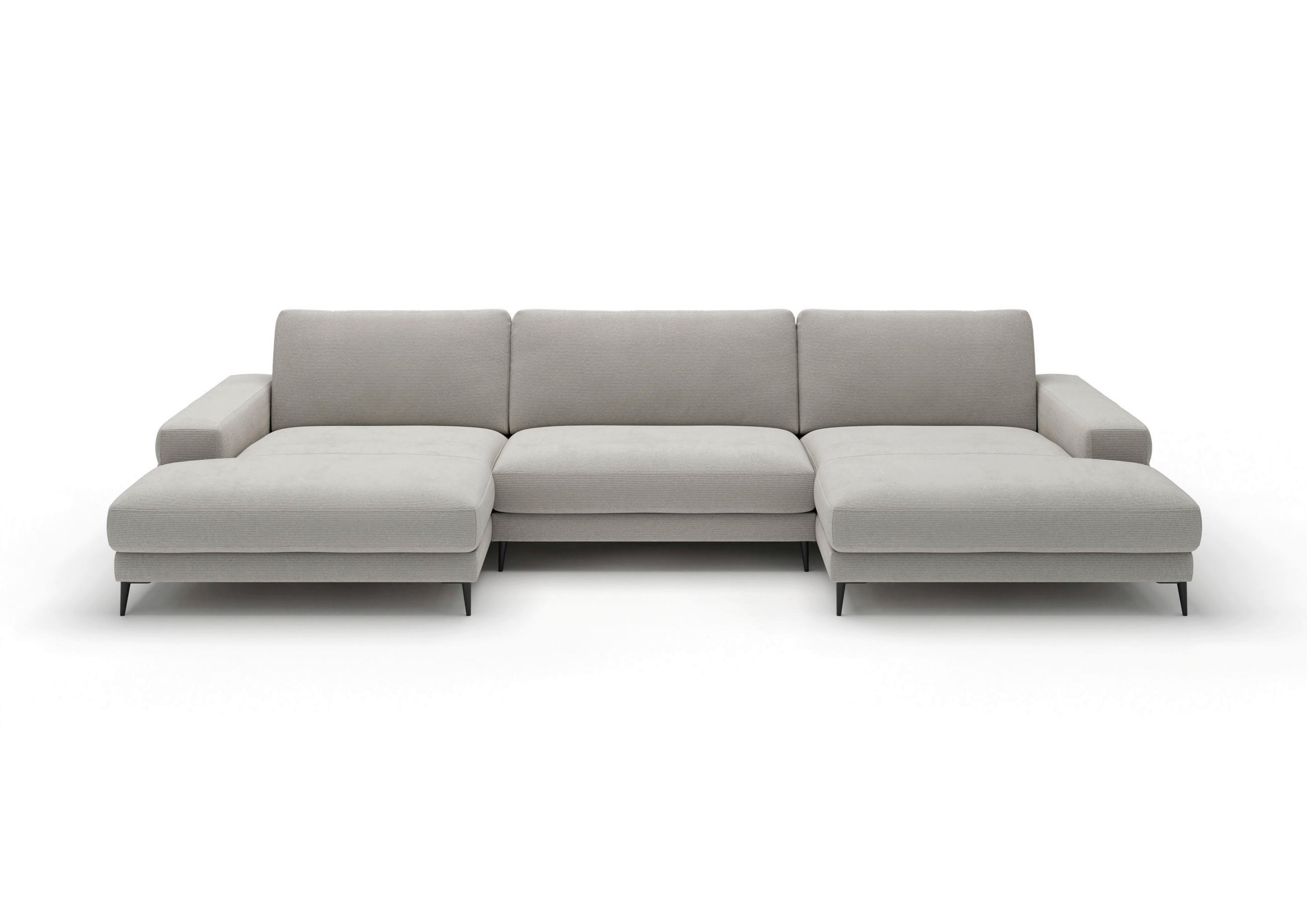 WOHNLANDSCHAFT Badia Base Weiß Feincord  - Schwarz/Weiß, Design, Textil/Metall (177/376/177cm) - Dieter Knoll