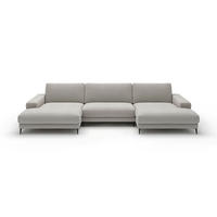 WOHNLANDSCHAFT Badia Base Weiß Feincord  - Schwarz/Weiß, Design, Textil/Metall (177/376/177cm) - Dieter Knoll
