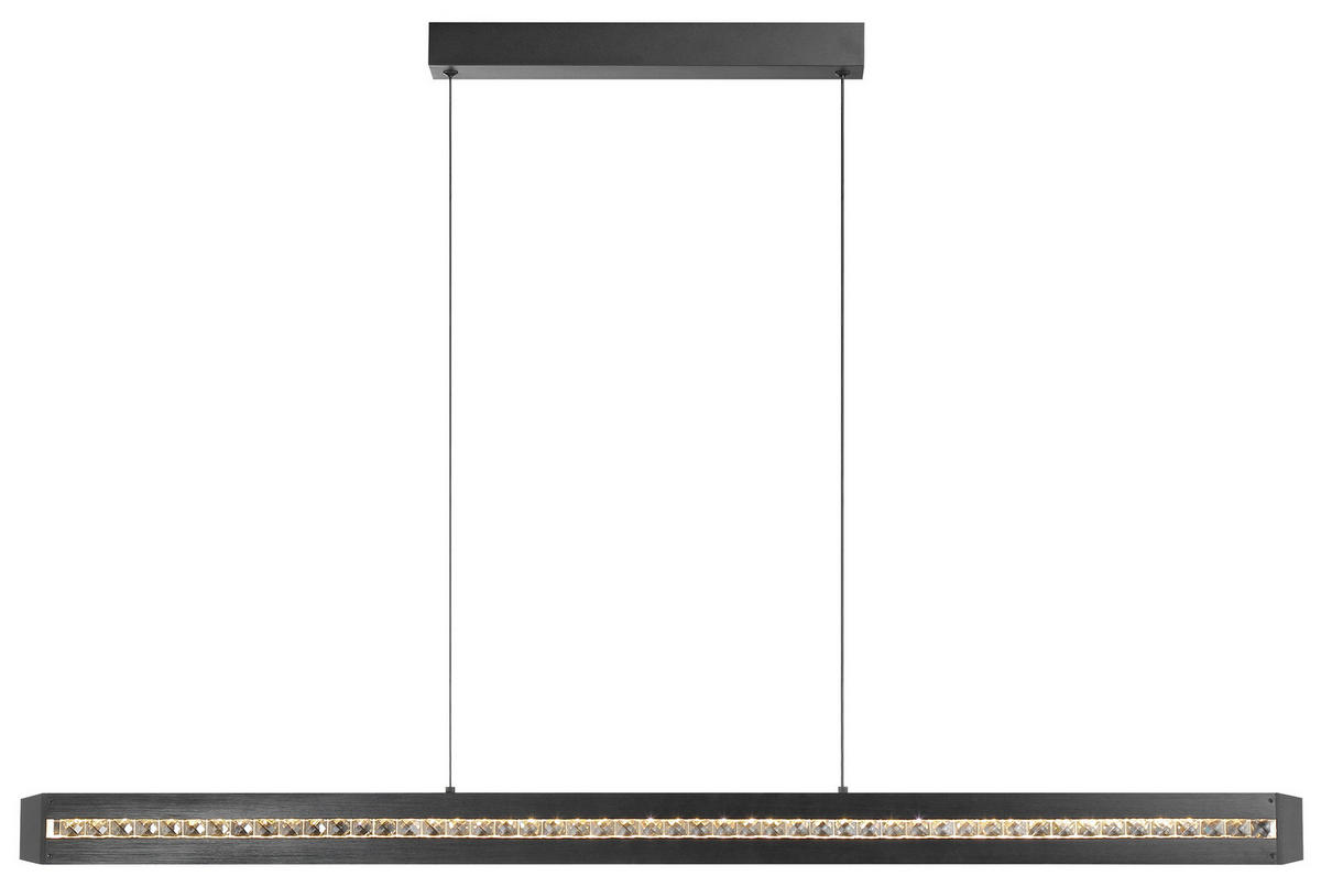 LED-HÄNGELEUCHTE Banda 115/6,5/150 cm   - Schwarz, Design, Glas/Metall (115/6,5/150cm) - Brilliant