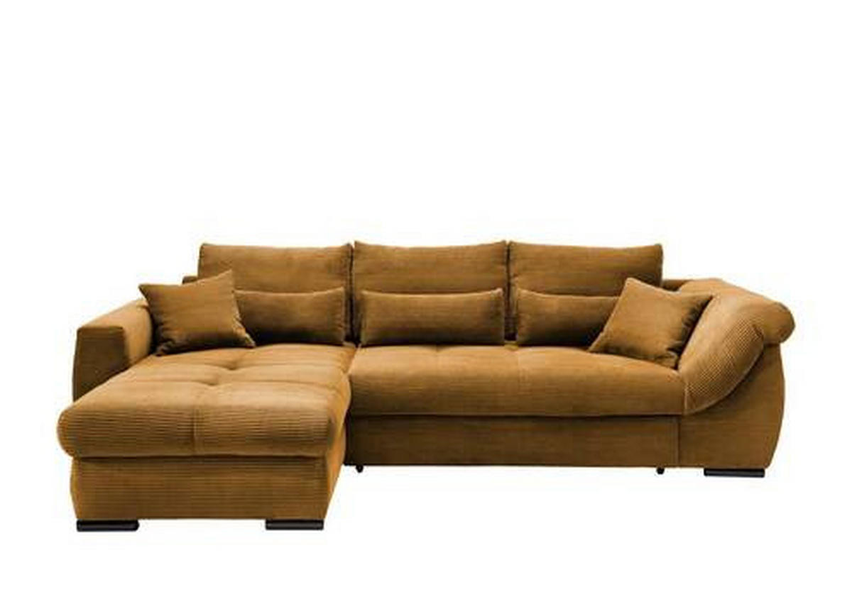 ECKSOFA Goldfarben Cord  - Goldfarben/Schwarz, MODERN, Holz/Textil (188/302cm) - MID.YOU