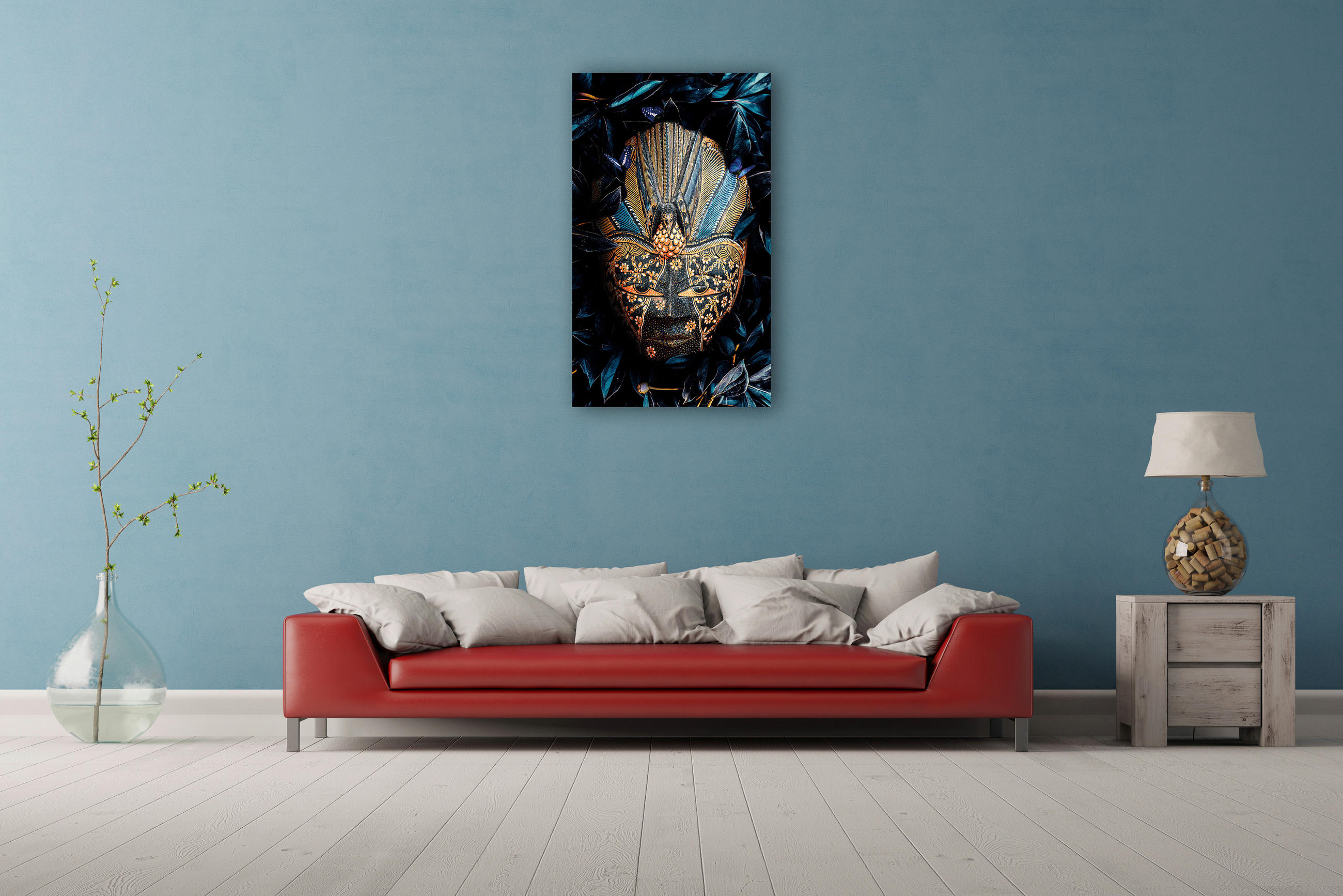 ALUMINIUMBILD 70/118 cm  - Blau/Goldfarben, Design, Kunststoff/Metall (70/118cm)