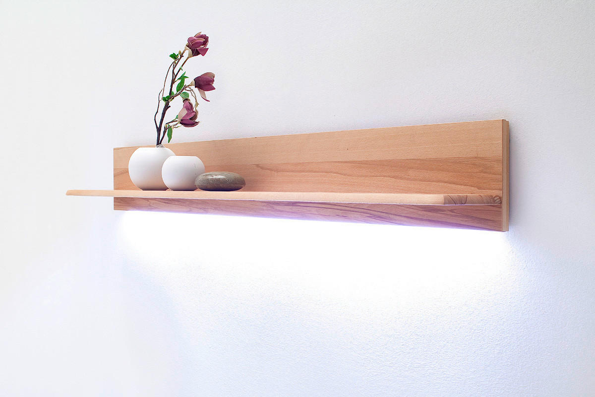 OBÝVACIA STENA, jadrový buk, farba buka - farba buka/strieborná, Design, kov/drevo (300/176/51cm) - Livetastic