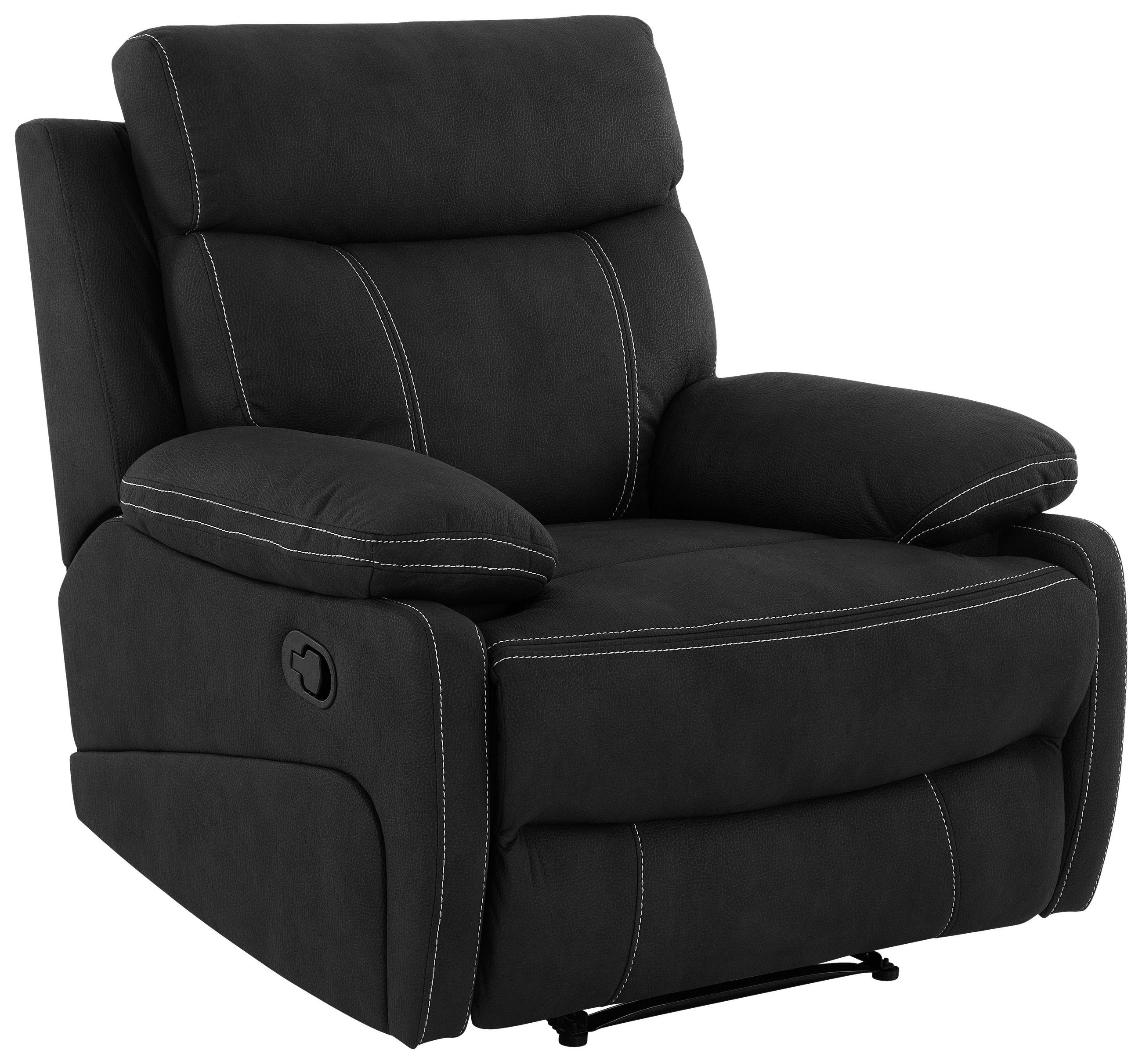 RELAXSESSEL Mikrofaser    - Schwarz, KONVENTIONELL, Textil/Metall (98,5/103/96cm) - Livetastic