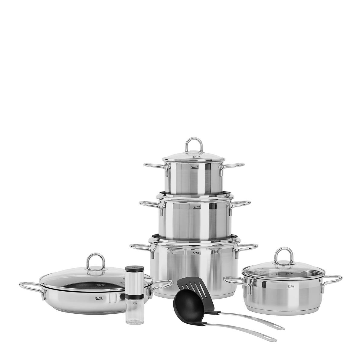 FŐZŐEDÉNYKÉSZLET 8 részes  - ezüst, Basics, Üveg/fém (59,5/34/35cm) - Silit