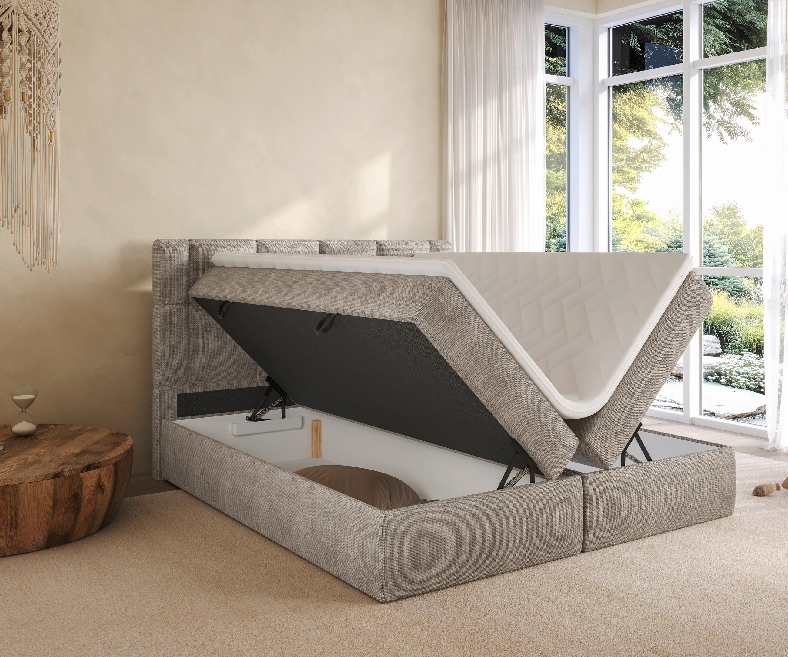 BOXBETT 180/200 cm  in Taupe  - Taupe/Schwarz, MODERN, Holz/Holzwerkstoff (180/200cm) - Boxxx
