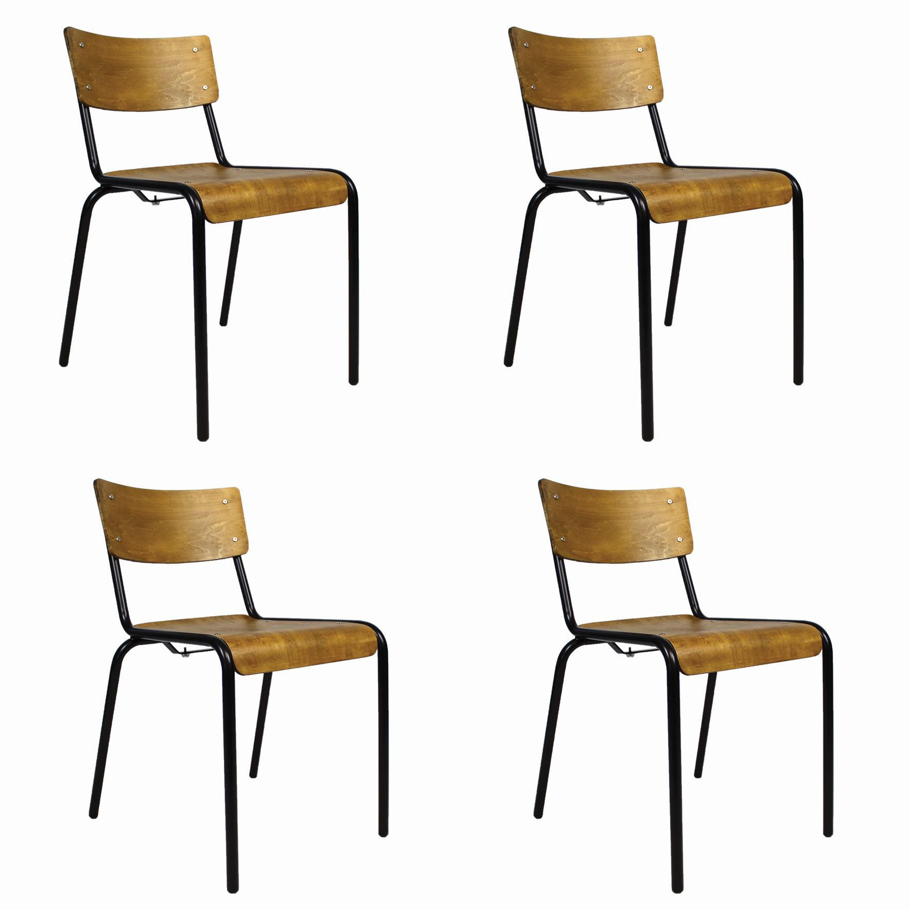 Stuhl-Set in Metall, Kunststoff Braun, Schwarz