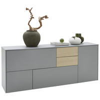 SIDEBOARD  in 184/74/41 cm  - Eichefarben/Schwarz, Design, Holzwerkstoff/Kunststoff (184/74/41cm) - Voleo