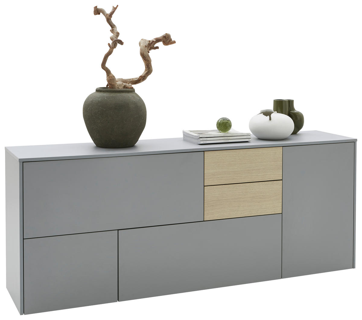SIDEBOARD  in 184/74/41 cm  - Eichefarben/Schwarz, Design, Holzwerkstoff/Kunststoff (184/74/41cm) - Voleo