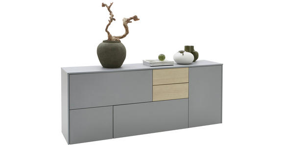 SIDEBOARD  in 184/74/41 cm  - Eichefarben/Schwarz, Design, Holzwerkstoff/Kunststoff (184/74/41cm) - Voleo