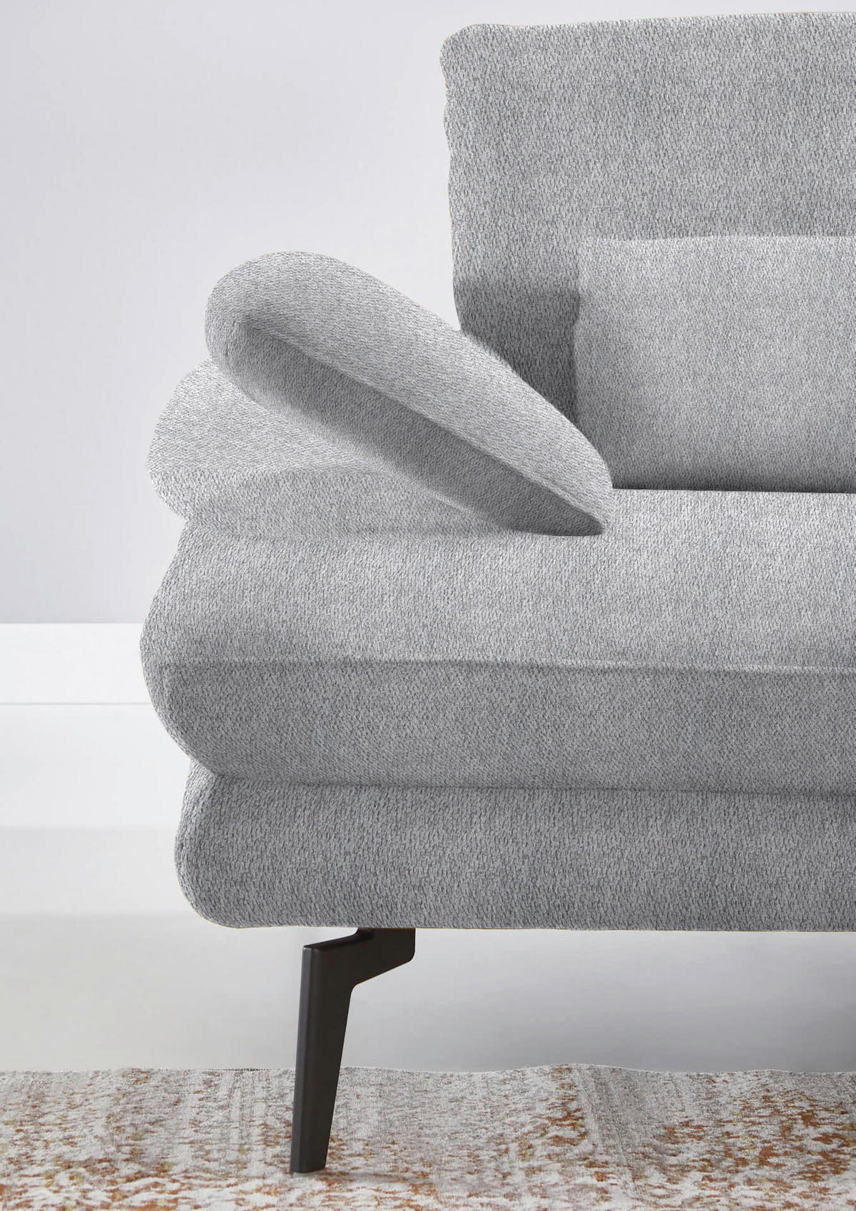 ECKSOFA in Chenille Hellgrau  310/180 cm  - Hellgrau/Schwarz, Design, Textil/Metall (310/180cm) - Dieter Knoll