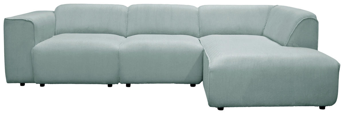 ECKSOFA ANTHONY in Cord Mintgrün  275/163 cm  - Schwarz/Mintgrün, Design, Kunststoff/Textil (275/163cm) - MID.YOU