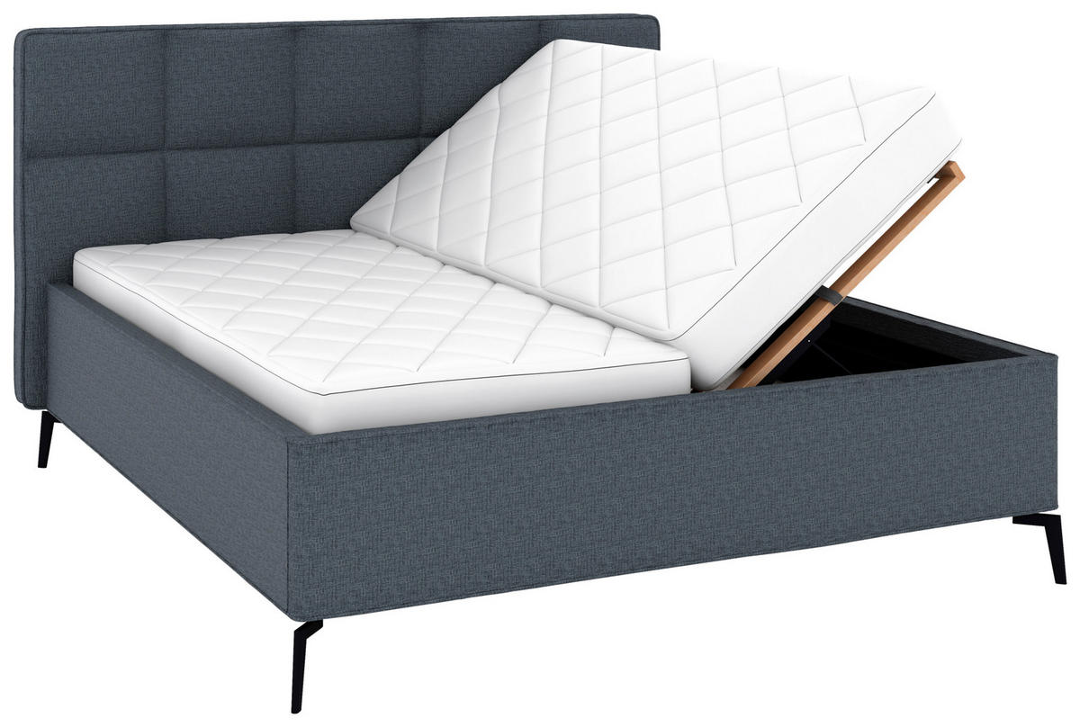 POLSTERBETT Bettkasten, motorische Verstellbarkeit, Fernbedienung, Lattenroste, Matratzen 180/200 cm  in Dunkelblau  - Schwarz/Weiß, KONVENTIONELL, Holz/Textil (180/200cm) - Musterring