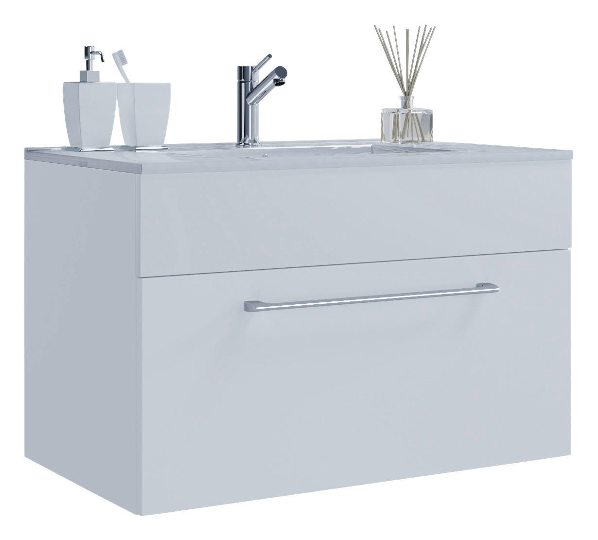 TVÄTTSTÄLL MED KOMMOD 80 cm  - vit/silver, Modern, metall/trämaterial (80cm) - MID.YOU